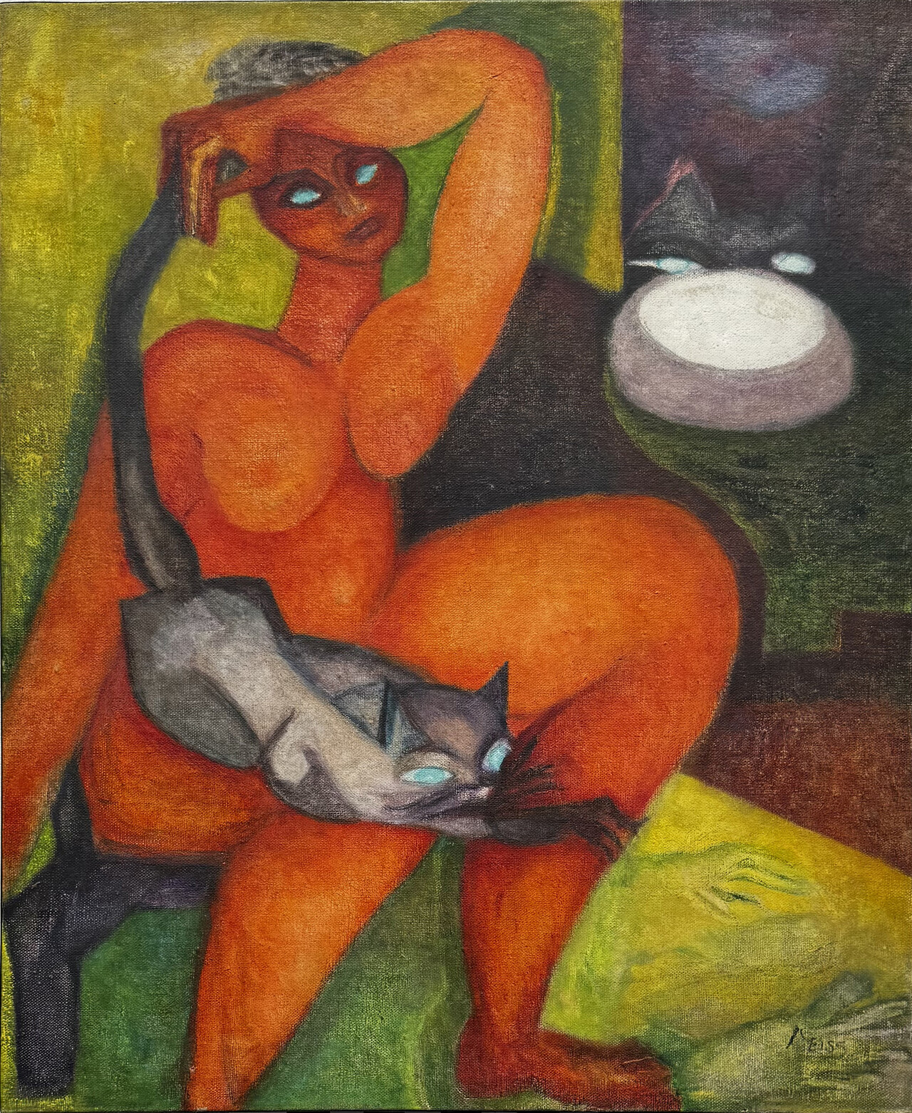  - Desnudo con gatos