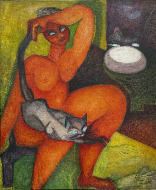 Desnudo con gatos