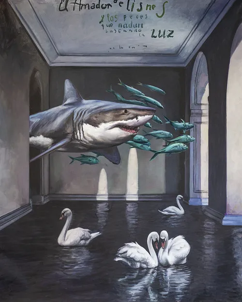 El Amador de cisnes y los peces que nadan buscando la luz